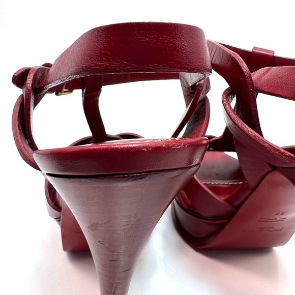Saint Laurent Tribute Burgundy Red Sandals 38 - Picture 6 of 9